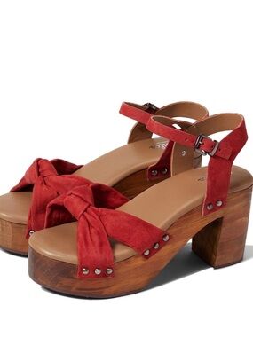 Charles By Charles David Red Suede Knotted Platform Sandals